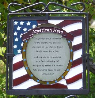 New American Hero Tribute Glass Garden Sign