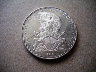 1881 Switzerland Fribourg 5 Francs Silver Coin Swiss Shooting Thaler