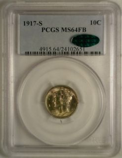 1917 s Mercury Dime PCGS Graded MS64 FB CAC