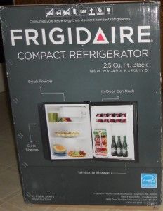New Frigidaire 2.5 Cubic Foot Compact Black Refrigerator w/ Lock