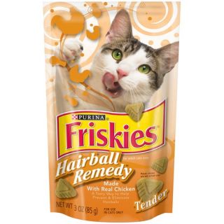 Friskies Hairball Remedy uses the great taste of real chicken to help