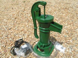 GARDEN FOUNTAIN COMPLETE Set Cast Iron Water Well Pump Green