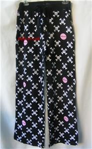 Paul Frank Skully Black Pink Polka Dot Pajama Lounge sweat Pants XS s