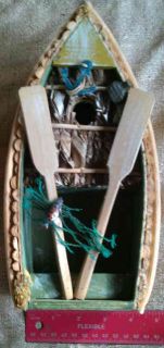  Furniture   Canoe Shaped Decoration With Paddles, Fish Net, and Anchor