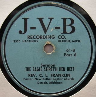 REV. C.L. FRANKLIN SERMON J V B RECORDS GOSPEL DETROIT