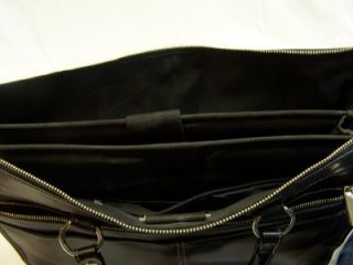 Franklin Covey Black Leather Business Tote Bag with Removable 14