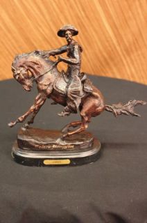 Cow Boy by Frederic Remington Solid Bronze Statue with Marble Base