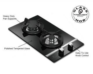 Ring Premier Range 30cm Black Glass Built in LPG Gas Cooker Hob A