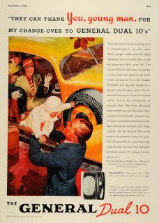 1937 Vintage Ad General Tire Rubber Company Dual 10 Original