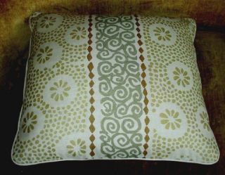 Galbraith Paul Block Print Linen Fabric Custom Designer Throw Pillow 1