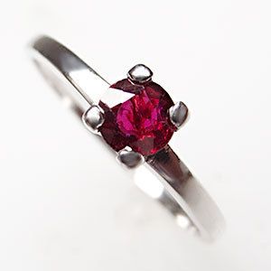 Vintage Ruby Solitaire Engagement Ring Solid Platinum Eco Friendly