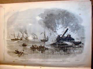  Civil War Newspaper w 2 LG Engravings Battle of Galveston Texas