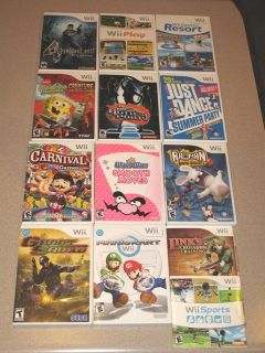 13 Wii Game Lot Mario Kart Rayman Carnival Dance Smooth Moves Sports