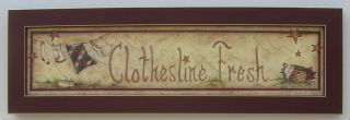 Clothesline Fresh Laundry Bath Framed Country Pictures