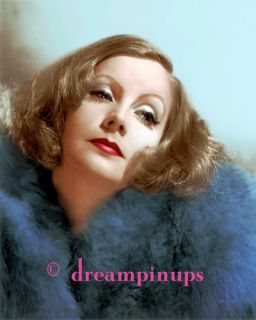Greta Garbo 1931 Dazzling Color Portrait Blue Fox Fur