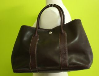 HERMES Tote Bag GARDEN PARTY Dark Brown IA 35cm Handbag Shopping