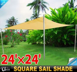 Outdoor 24FT Sun Shade Sail Square Canopy Patio Garden Canopy