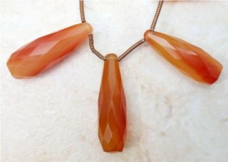 Shaded Faceted Carnelian CHALCEDONY 28 30mm (1 loose Elongated Drop