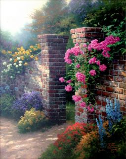 Rose Garden 30x24 s N Framed Limited Edition Thomas Kinkade Canvas Oil