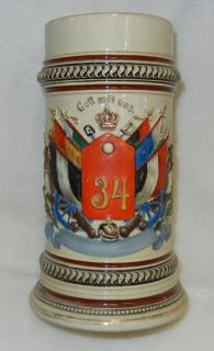 Original Pre WW1 Vintage Imperial German Army 34th Regimental Beer