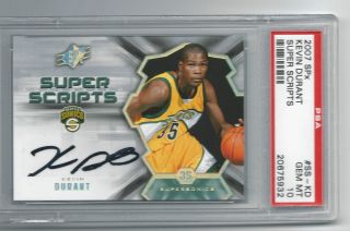 2007 08 SPx Super Scripts KEVIN DURANT Auto Rookie year Graded PSA 10