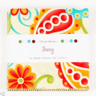 Moda Sandy Gervais Sassy Charm Pack 42 Squares 5 inch Cotton Quilt