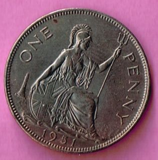 George VI RARE Key Date Penny 1951 Low Mintage