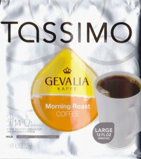   OF TASSIMO GEVALIA KEEFE MORNING ROAST COFFEE 14 T DISCS MAKES 16OZ