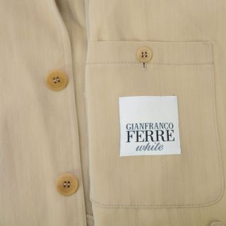 Gianfranco Ferre White Beige Wool Striped Three Button Jacket Coat
