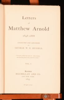 1895 2 Vols LETTERS Of Matthew ARNOLD George W E Russell FIRST