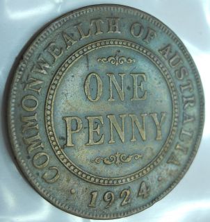 1924 Australia King George V Large Penny KM 23 LOT075