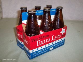 18 Fyfe & Drum Extra Lyte Bicentennial Beer Bottles Empty 6 Packs w