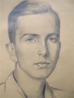 George Laurence Nelson 1887 1978 Orig Drawing Portrait of Handsome