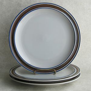 Salem Georgetown Salad Plates 8 1 8 in Blue Brown Band Ohio USA