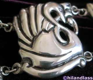 FABULOUS EARLY VTG MEXICO MEXICAN STERLING SILVER REPOUSSE SWAN