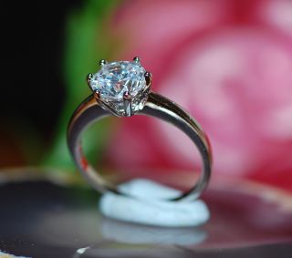 1ct created brilliant Solitary diamond WhiteGP ring size L 6