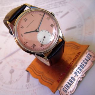 Vintage Swiss Made Girard Perregaux Mens Watch 1950s 2 Tone Dial 17