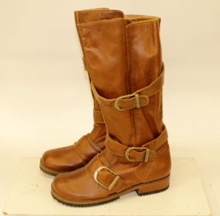 Gee Wawa Brand Brown Leather Buckle Zipper Calf High Fashion Boots
