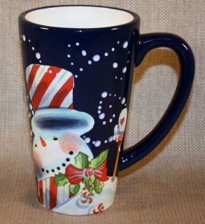 Geoffrey Allen Magic Hat Snowman Blue Red Latte Mug Certified