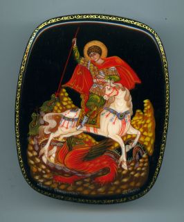 Russian Lacquer Box George The Victorious Hand Painted