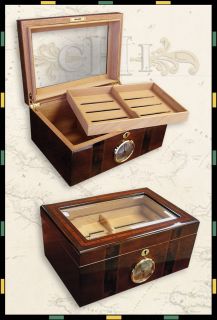 Presidential Beveled Glass Top Cigar Humidor Holds 100 Cigars