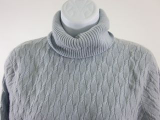 Glen Lyon Blue Cashmere Cableknit Turtleneck Sweater L