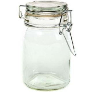 Glass Jar w Locking Lid 4 5 High x 2 5 Round Holds 8 FL oz Case of