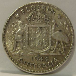 AUSTRALIA 1 Florin 1944 S King George VI K K Coin H0300 Silver