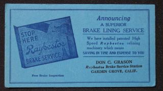 1920s Grason Raybestos Service Station Garden Grove CA