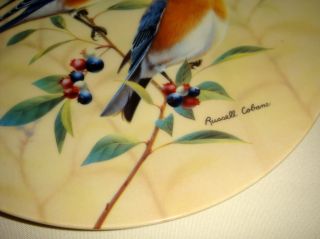 Russell Cobane Glorious Songbirds Bluebirds in Blueberry Bush Plate