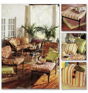 OUTDOOR PATIO WAVERLY FURNITURE CUSHIONS PILLOWS 4 SIZES BUTTERICK