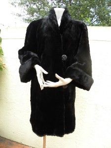 Gorgeous Vintage Black Sheared Mink Fur Swing Coat