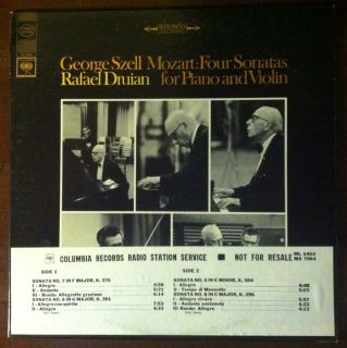 George Szell Rafael Druian Mozart 4 Sonatas PN Vln