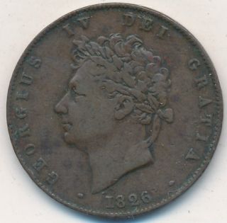 1826 Great Britain Half Penny KM 692 Georgius IV Dei Gratia